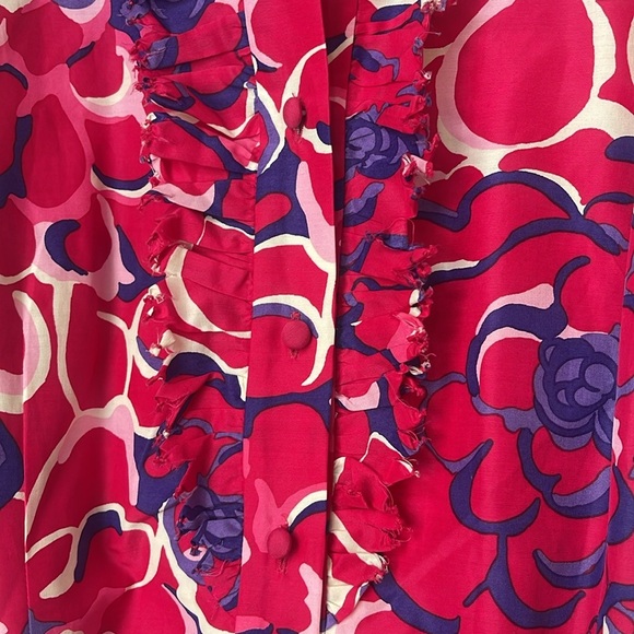 Lilly Pulitzer Floral Silk Dropwaist Dress Gown - Picture 3 of 7